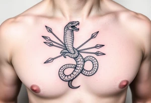snake carrying a bunch of arrows on its back tattoo idea