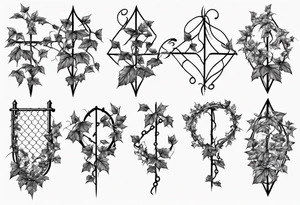 chain link fence with pointy ivy tattoo idea