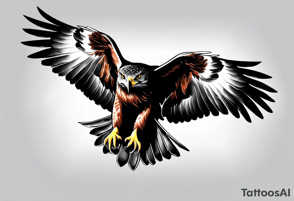 Hawk flying down tattoo idea
