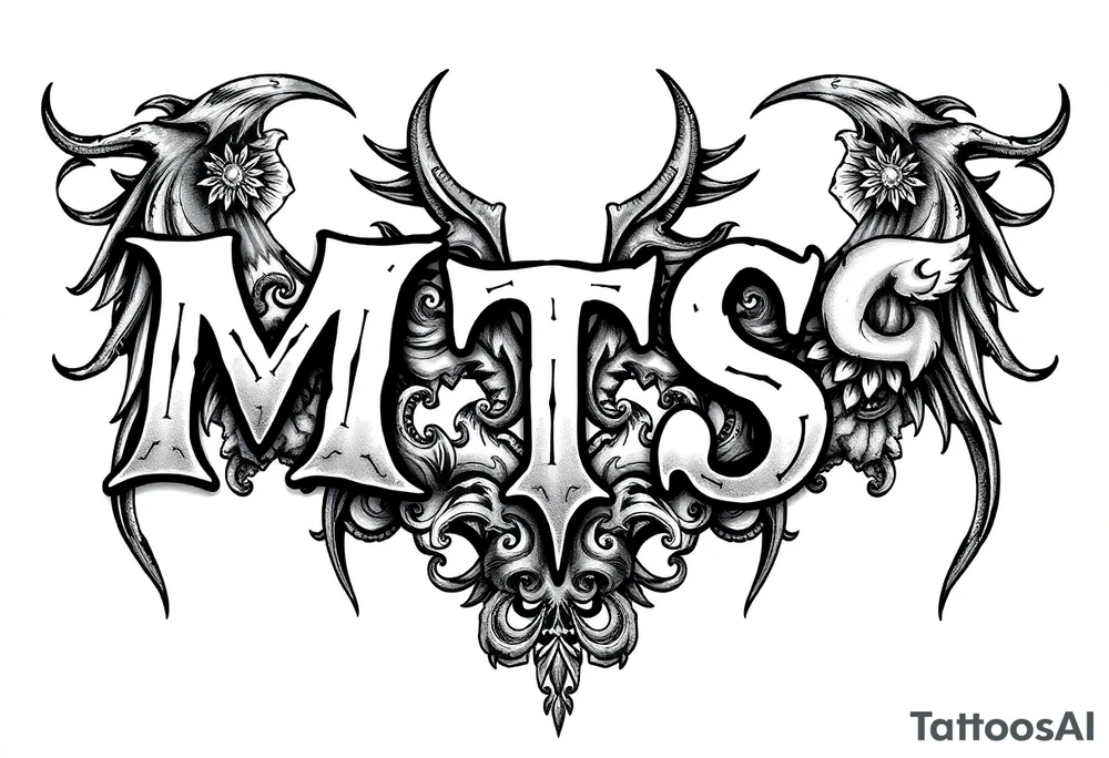 Menace to Society with patterns with the letters MTS tattoo idea