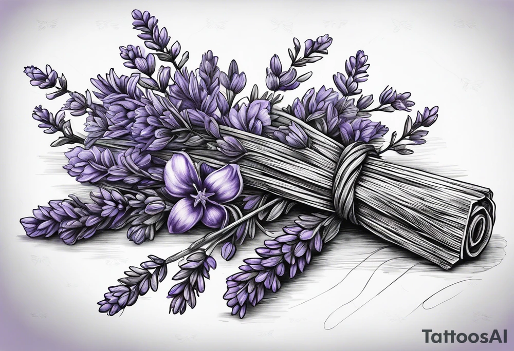 Lavender sprigs tied together with twine tattoo idea