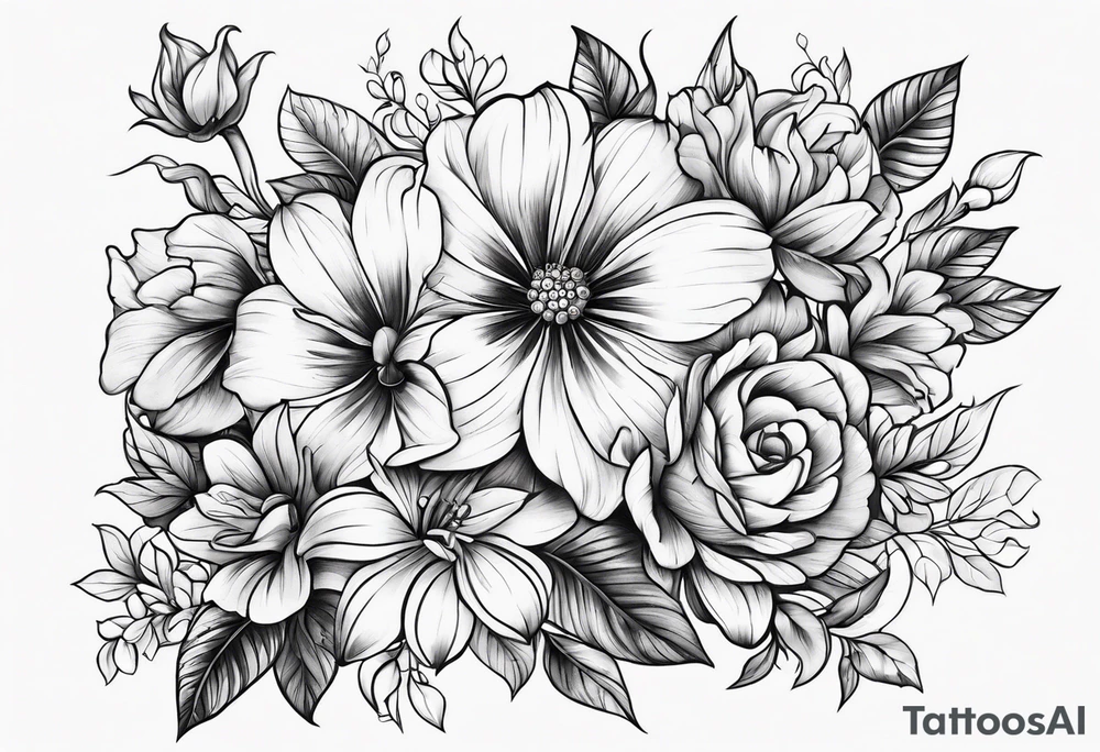 ornaments of flowers tattoo idea