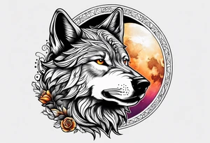 Wolf howling at moon tattoo idea