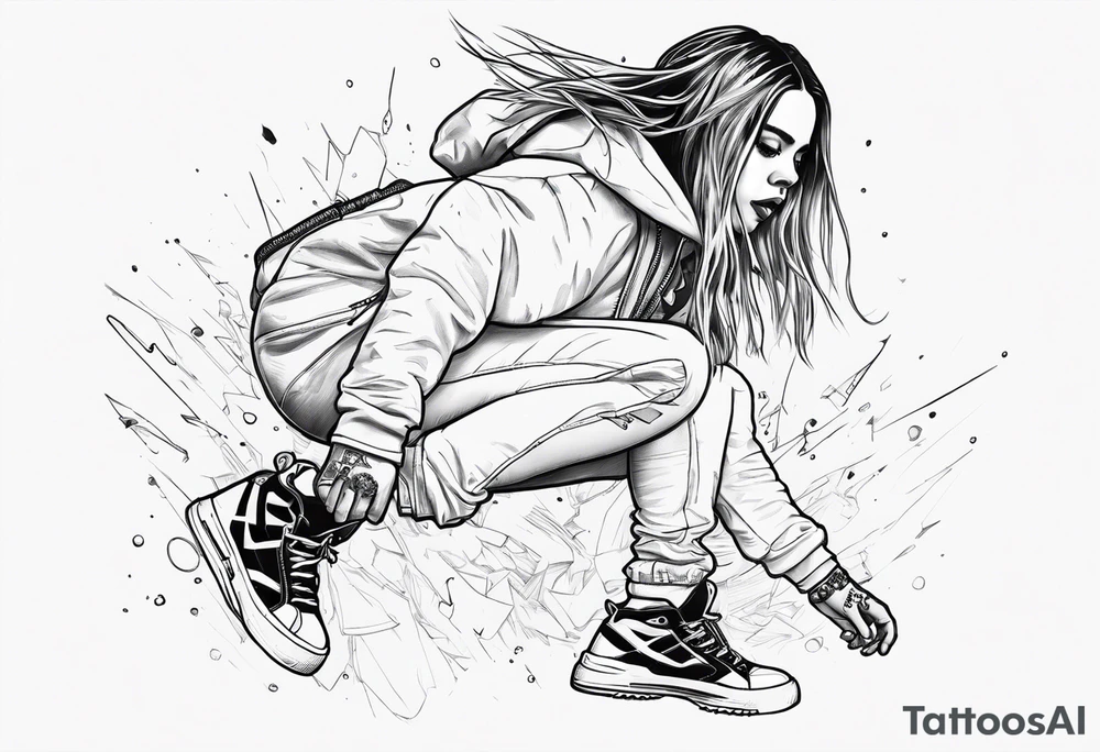 Billie eilish jumping out of a stage tattoo idea