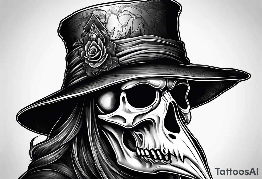 dark fantasy plague doctor skull tattoo idea