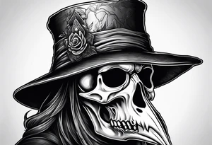 dark fantasy plague doctor skull tattoo idea