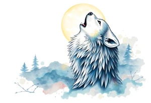 Wolf howling to the moon tattoo idea