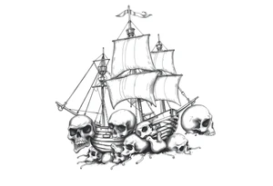 pirate-ship,skulls tattoo idea