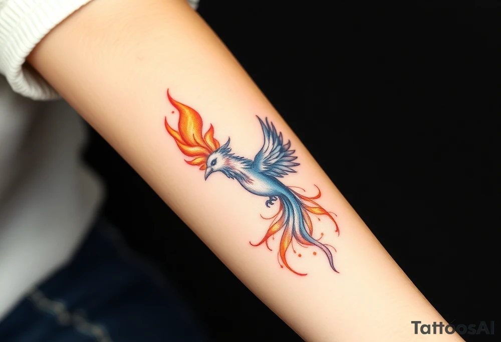 Phoenix with blazing flames tattoo idea