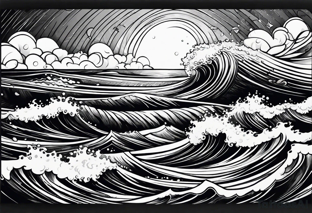 stormy sea waves tattoo idea