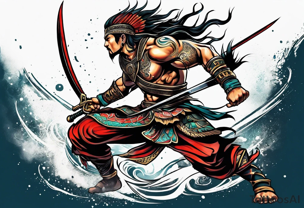 leaping warrior tattoo idea