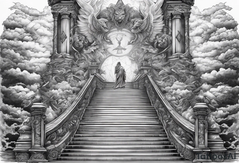 Satan knocked down the stairway to heaven tattoo idea