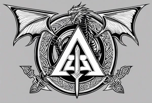 Sword shield dragon Valhalla valknut tattoo idea