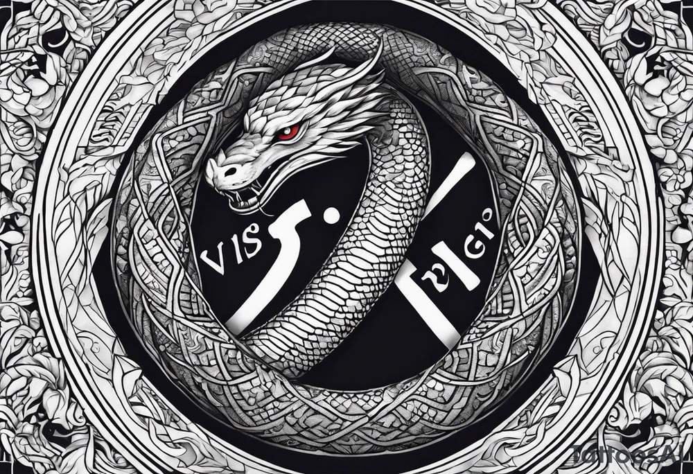 A serpent with sunlight and the phrase Si vis pacem para bellum tattoo idea