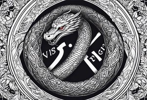 A serpent with sunlight and the phrase Si vis pacem para bellum tattoo idea