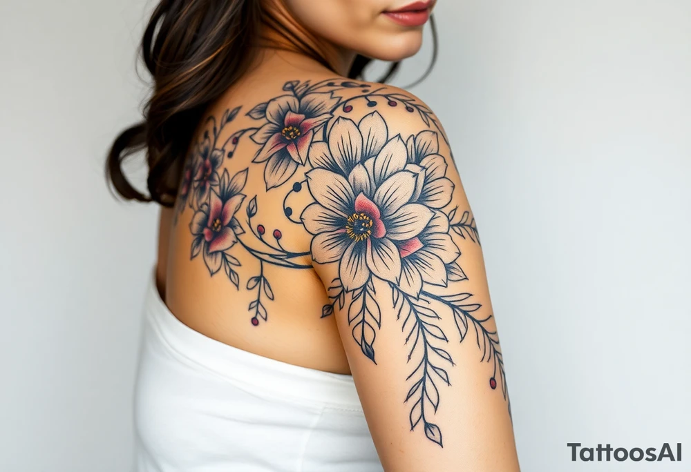 Tribal flowers somoan tattoo idea