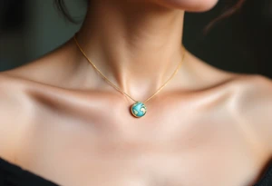 A tiny Earth in subtle sky blue and seafoam green is encased in a thin gold ring like a pendant. tattoo idea