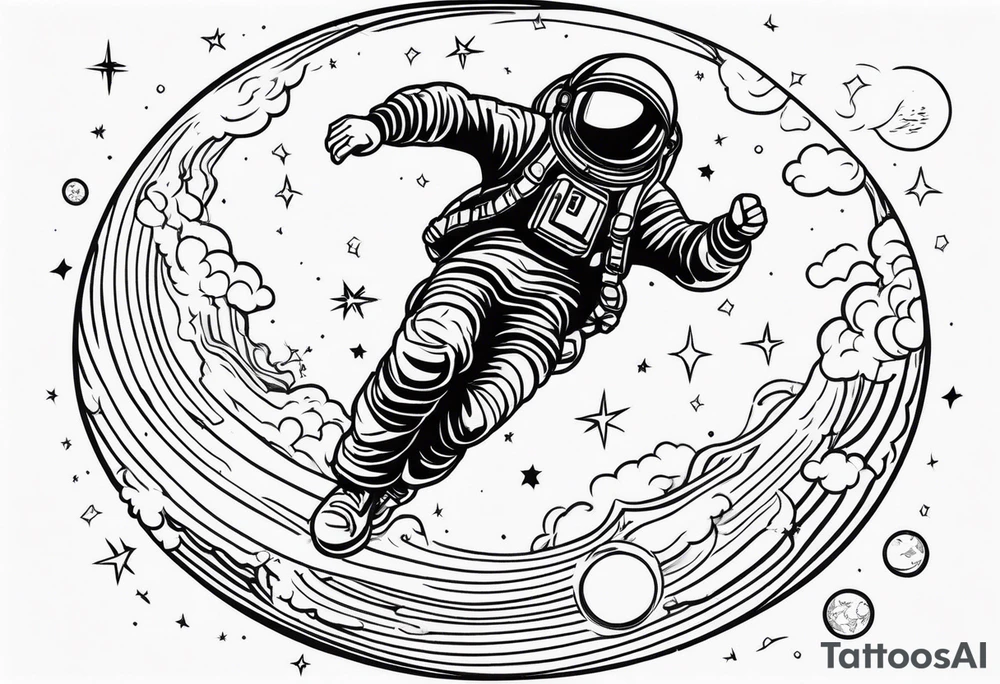 Man falling from space to earth tattoo idea