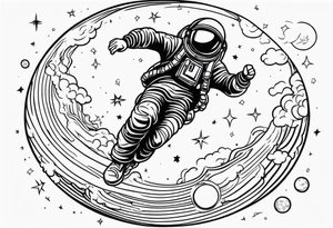 Man falling from space to earth tattoo idea