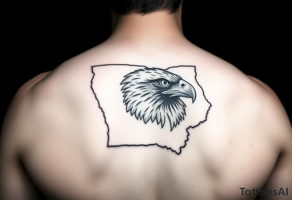 Hawk face inside the state of Iowa tattoo idea
