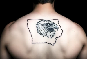 Hawk face inside the state of Iowa tattoo idea