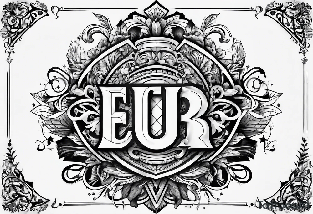 Make a shape by combining letters "EUB" tattoo idea