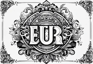 Make a shape by combining letters "EUB" tattoo idea