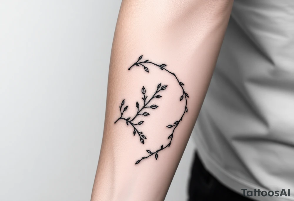 simple clean vines wrap around with small branch off tattoo idea