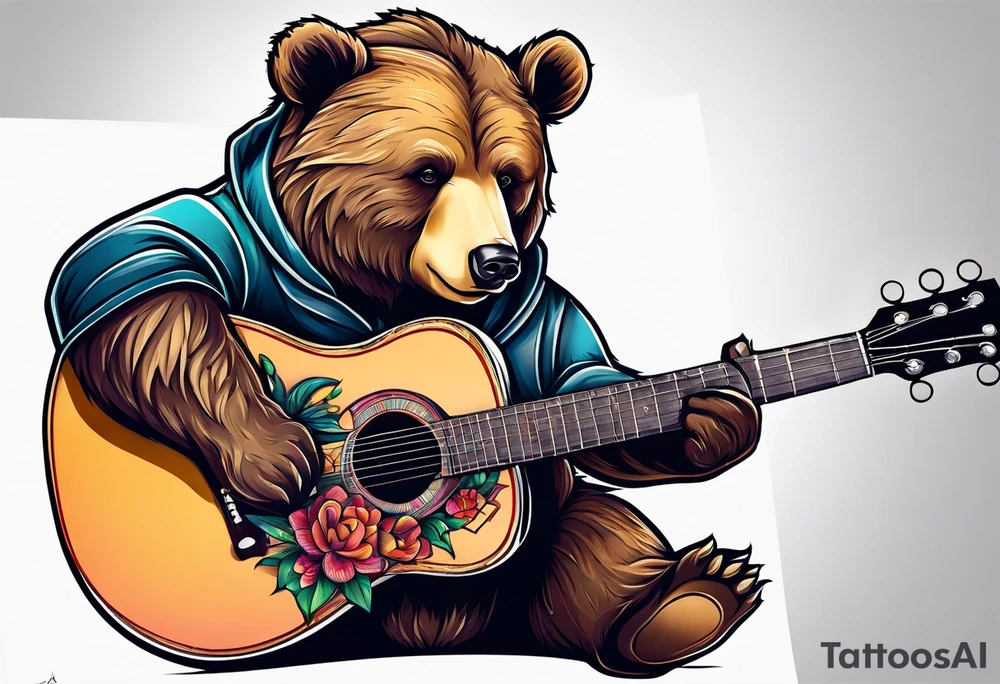 BEAR PLAYING GUITAR tattoo idea