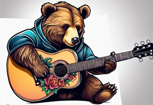 BEAR PLAYING GUITAR tattoo idea