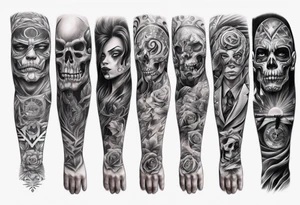 realistic chicano arm sleeve tattoo idea