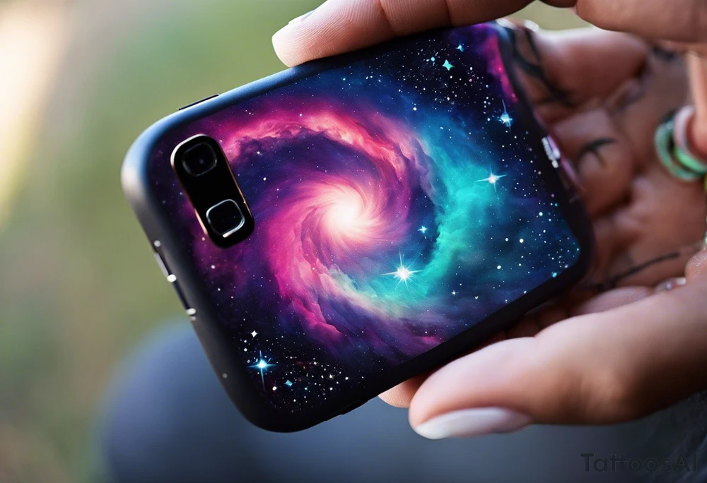 I want a nebula space galaxy s kinda shape 
tattoo that's colorful and bright and cute and is nice to look at I don't want a traditional circle I want it like the ones thay look like an s shape and this tattoo will be on my left buttcheek and light colors I want more spread and less circle side to life Left to right a spiral galaxy in prominently blue light or dark tattoo idea