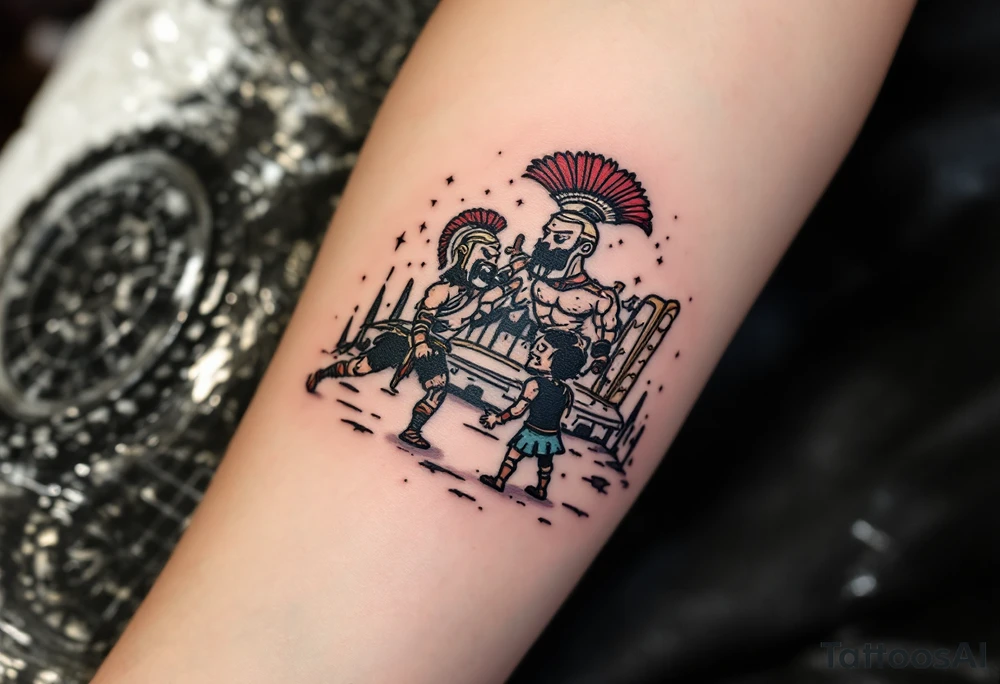gladiator arena fight tattoo idea