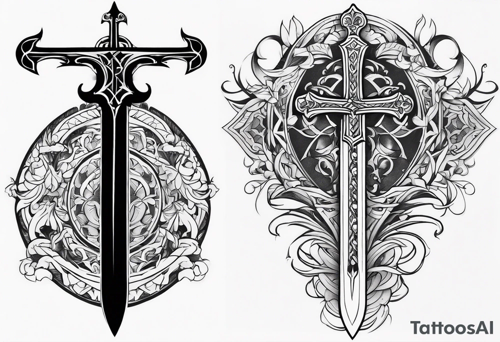 Sword and cross tattoo idea