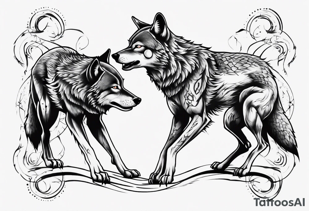 two wolves dancing on their hind legs tattoo idea two wolves dancing on their hind legs tattoo idea