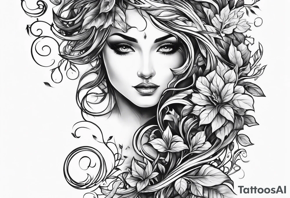 Leafy vines tattoo idea