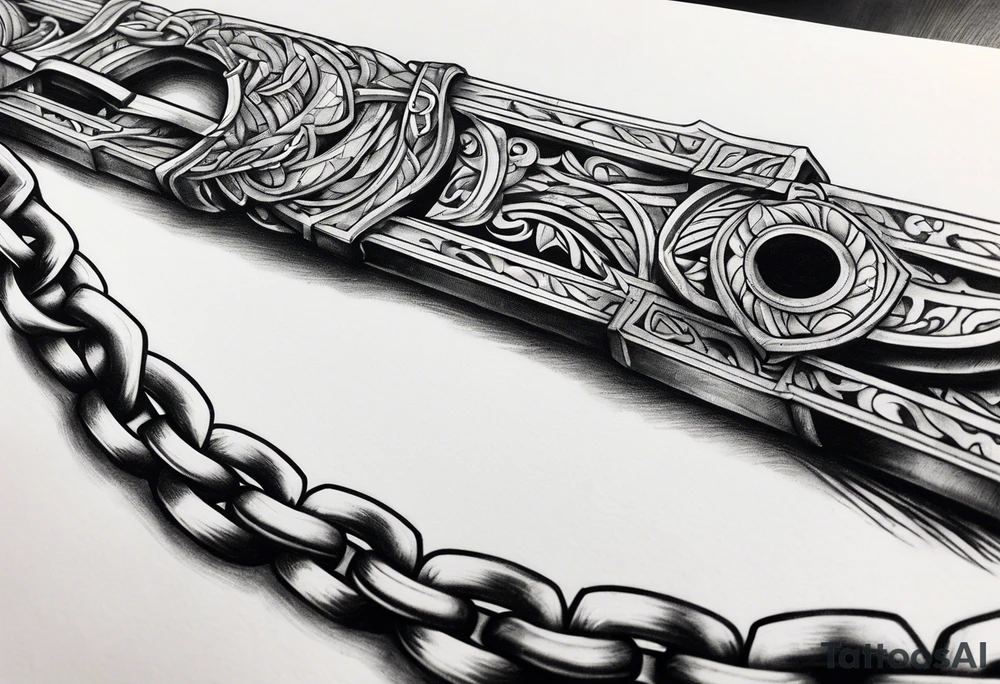 broken sword weapon, chains tattoo idea