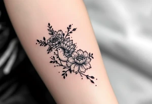 Solid bird with flowers tattoo idea