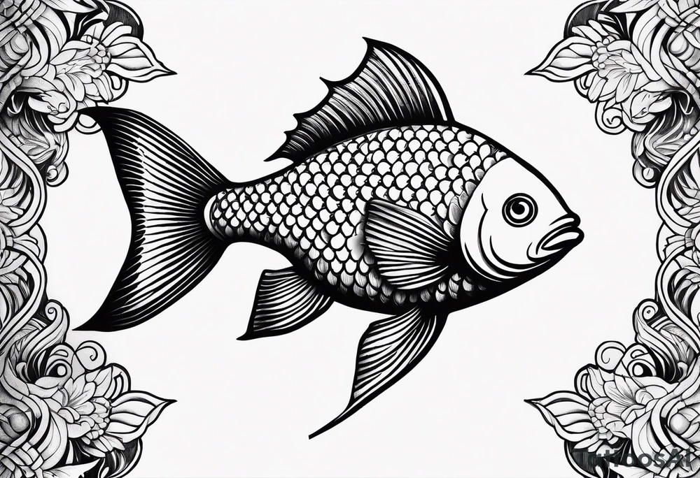 scale pattern with fish tattoo idea