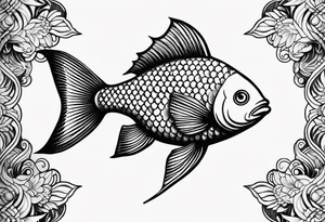 scale pattern with fish tattoo idea