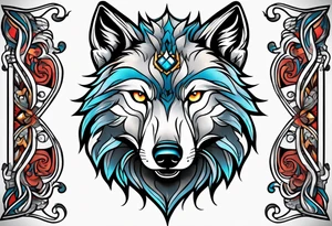 Neo traditional wolf head tattoo idea