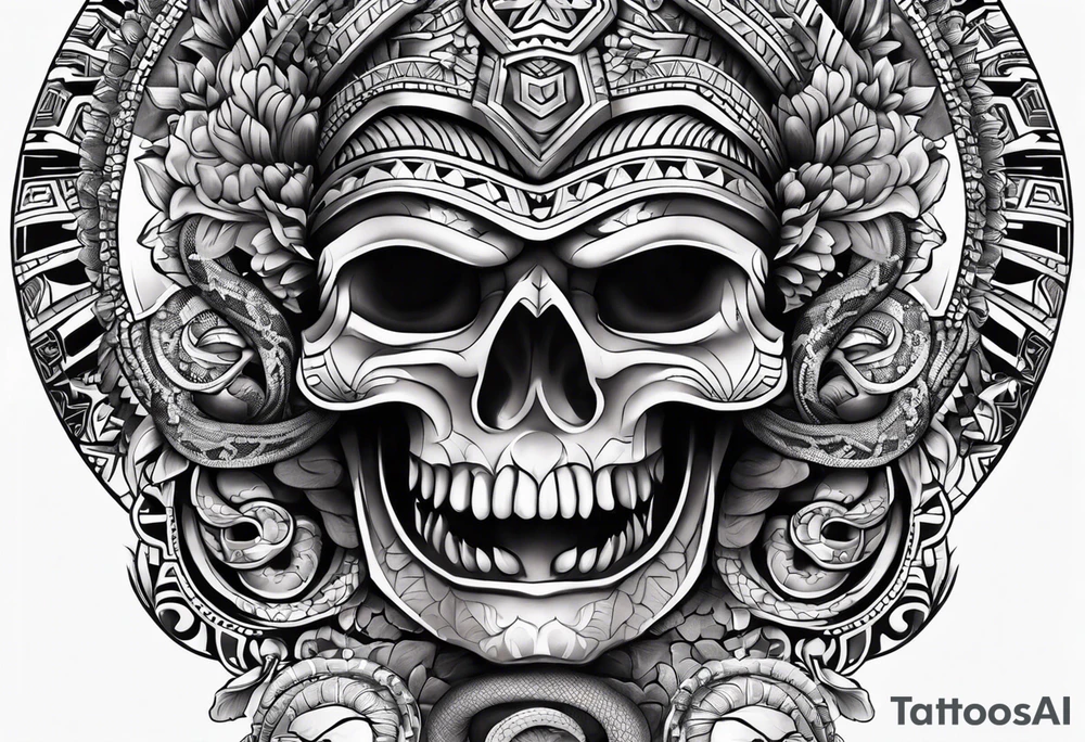 aztec snake sleeve tattoo idea