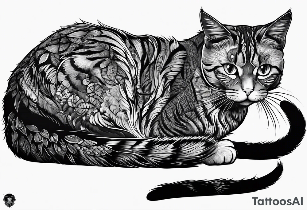 cat with logo "MRBG" tattoo idea