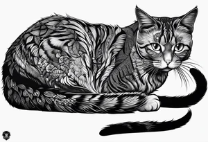 cat with logo "MRBG" tattoo idea