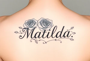 The name ‘Matilda’ in a rose tattoo idea