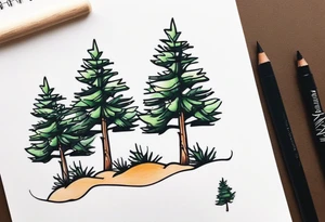 Tiny pine trees tattoo idea