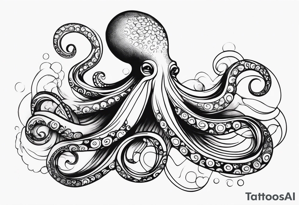 Octopus peaceful waves tattoo idea