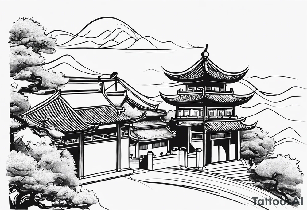 Chinese wall, realistic, art, tattoo idea