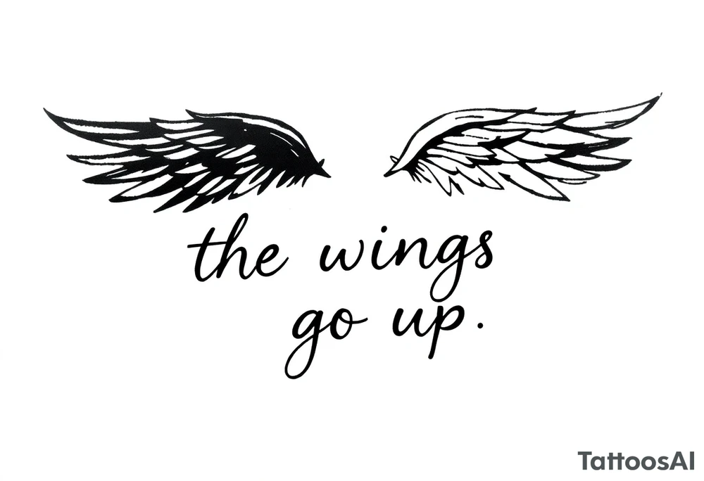 the wings go up

This tattoo design features a pair symmetrical angel wings drawn in black ink with a rough, sketch-like style. The left wing is darker, more defined, and appears denser, while the right wing is lighter, more delicate, and fragmented, creating a contrast between the two. The feathers are sharp and irregular, with fine lines and stray strokes extending outward, adding a raw and artistic feel. The overall look is dynamic and slightly chaotic, giving the impression of movement or an unfinished, ethereal form. This design symbolizes duality, freedom, transformation, or even struggle, making it a meaningful and visually striking tattoo. tattoo idea