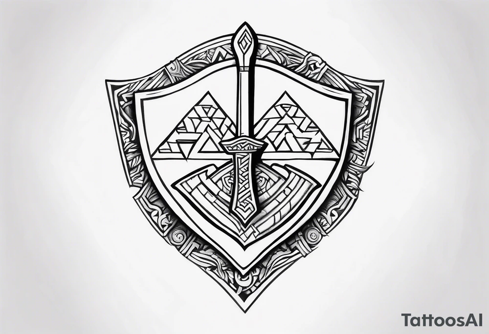 Valhalla shield valknut sword axe tattoo idea